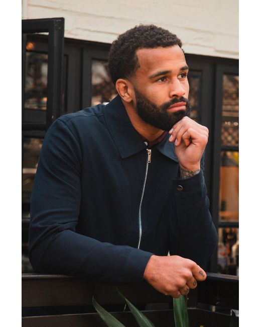 BoohooMAN Blue Brave Soul Patch Pocket Harrington Jacket for men