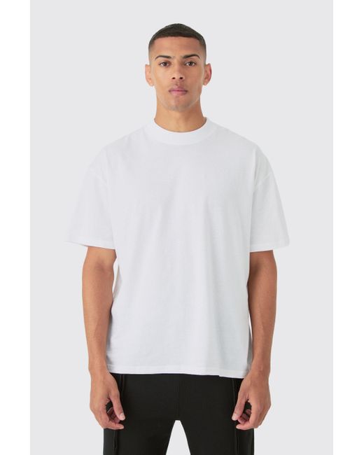 BoohooMAN White Oversized Extended Neck T-shirt for men