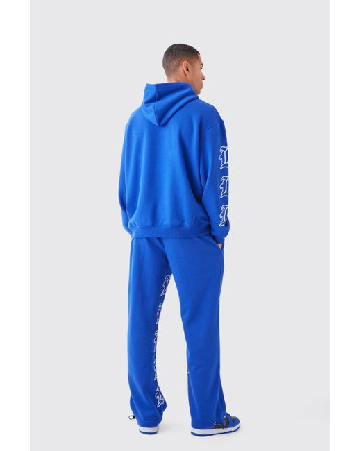 BoohooMAN Blue Gothic B Oversized Gusset Tracksuit for men