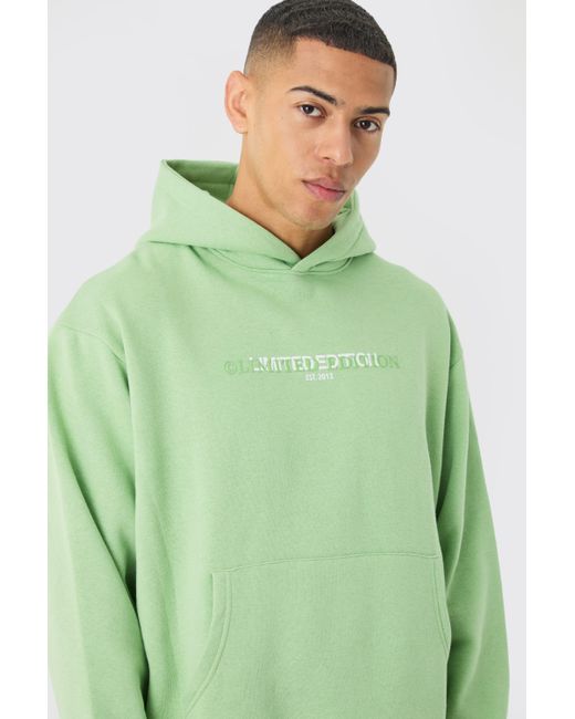 BoohooMAN Green Oversized Boxy Over The Head Hoodie for men
