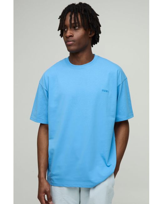 BoohooMAN Blue Oversized Crew Neck T-Shirt