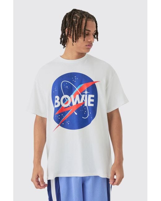 BoohooMAN Blue Oversized Bowie License T-shirt for men