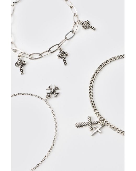 BoohooMAN Blue Cross Charm Bracelet 3 Pack for men