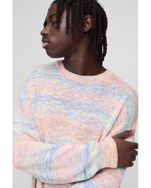 BoohooMAN Multicolor Oversized Ombre Stripe Lightweight Knitted Sweater for men