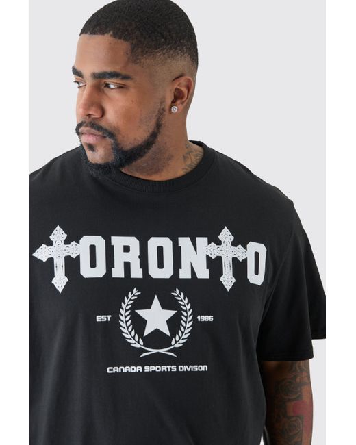 BoohooMAN Black Plus Paris Toronto Print T-shirt for men