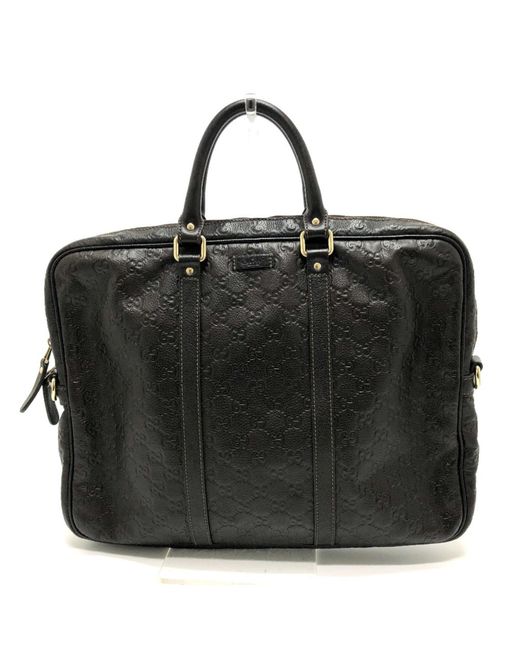 BoohooMAN Gucci Preloved GG Calfskin Leather Briefcase Unisex - Black for men