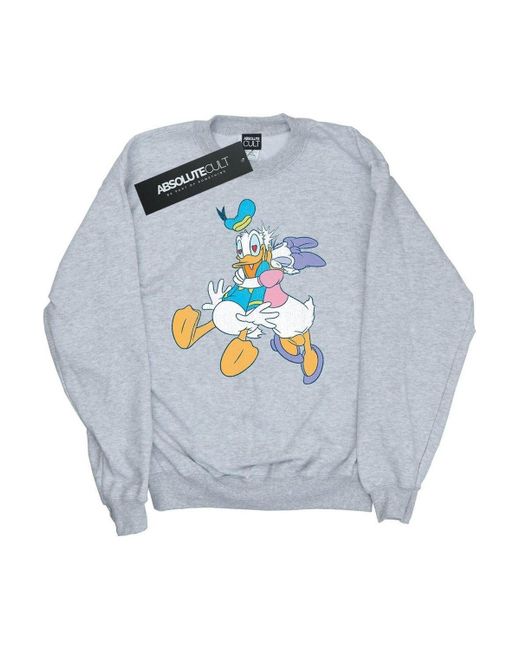BoohooMAN Gray Disney Donald And Daisy Duck Kiss Sweatshirt for men