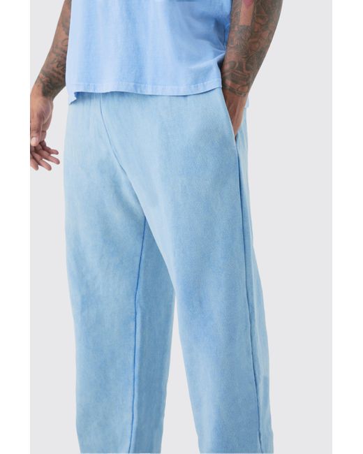 BoohooMAN Plus Relaxed Fit Acid Wash Jogger in Blue für Herren