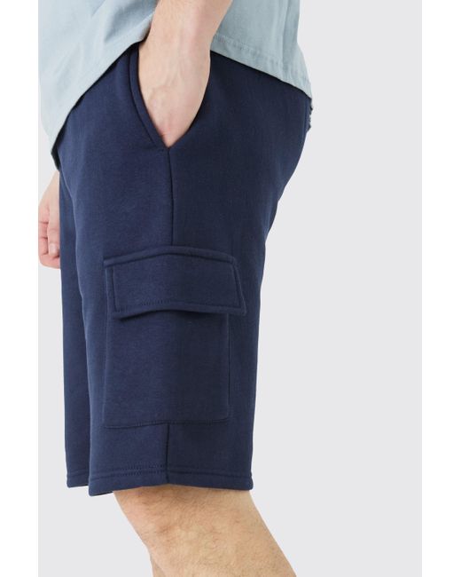 BoohooMAN Blue Tall Loose Fit Cargo Jersey Short for men