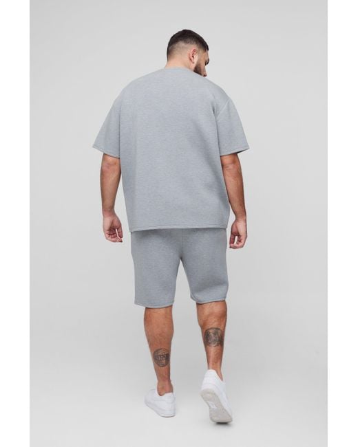 BoohooMAN Plus Oversize Scuba T-Shirt & Shorts in Blue für Herren