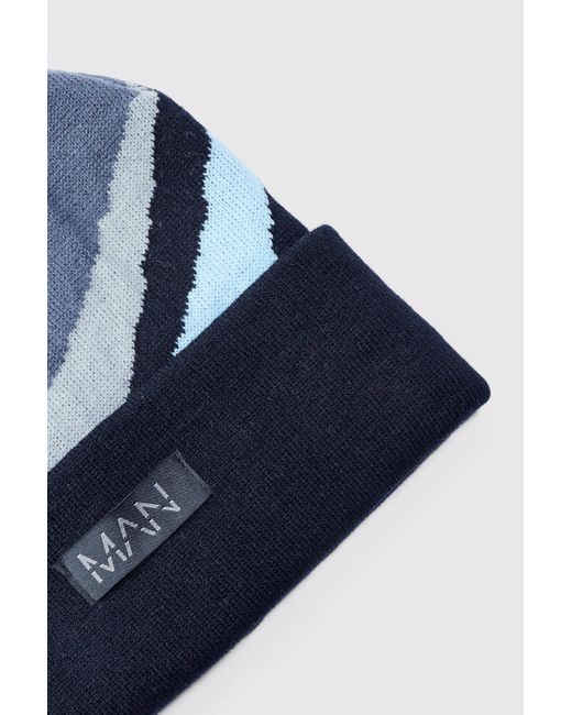 BoohooMAN Spray Paint Effect Graphic Beanie in Blue for Men Lyst UK