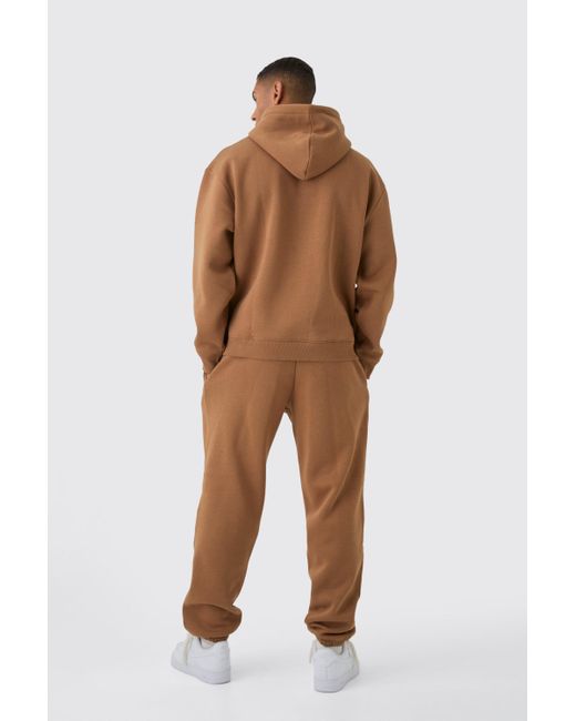 BoohooMAN Brown Oversized Man Spray Wash Hoodie for men