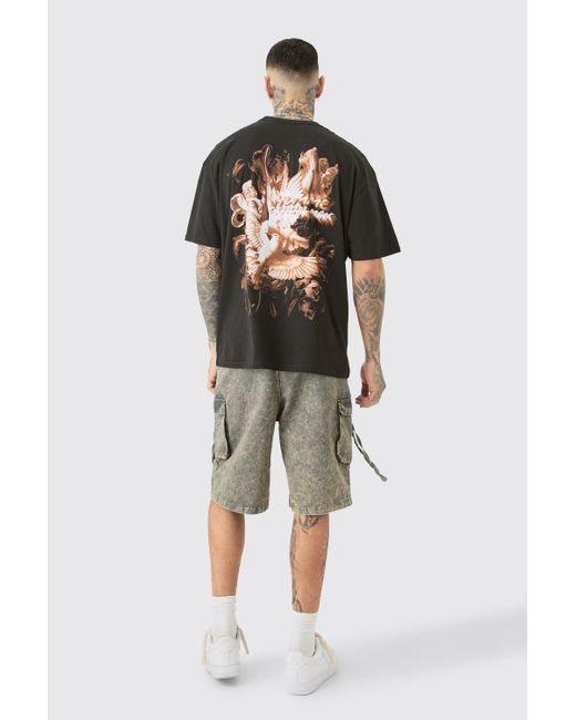 BoohooMAN Tall Oversized Official Dove Printed T-shirt In Black for men