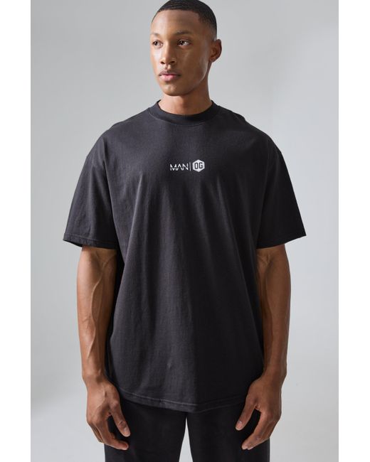 BoohooMAN Black Active X Og Gym Oversized Extended Neck T-shirt for men