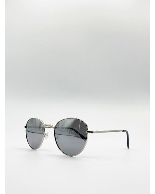 BoohooMAN Metallic Svnx Round Metal Frame Sunglasses for men
