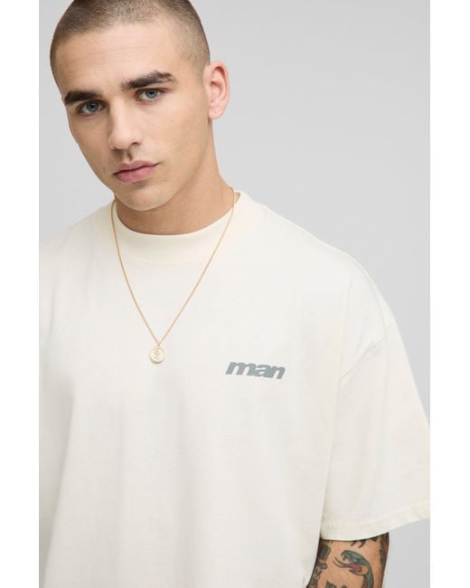 Camiseta Oversize Man Con Cuello Extendido Y Estampado De Estrellas Boohoo de color Gray