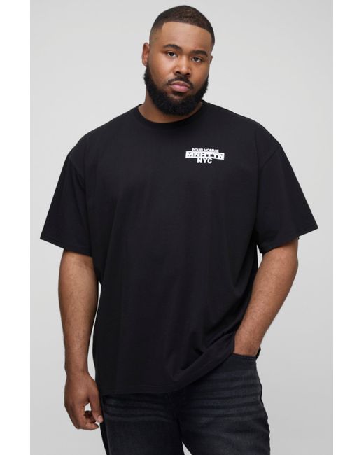 Camiseta Plus Oversize Con Estampado Gráfico De New York Boohoo de color Black