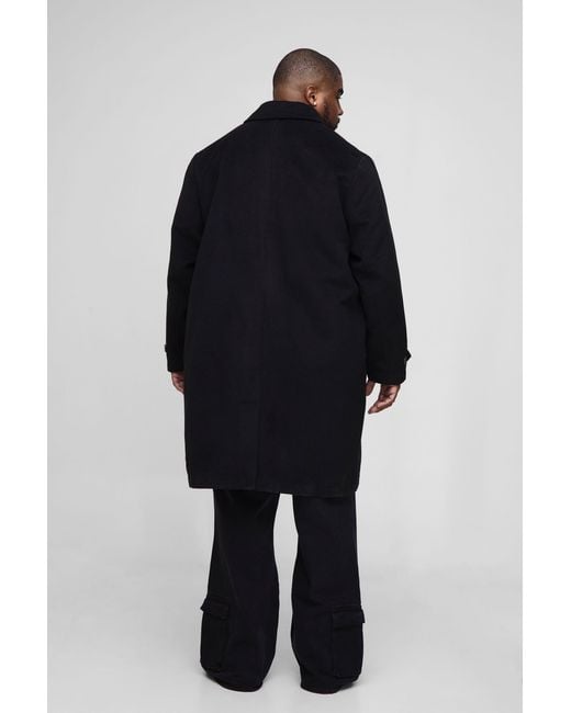 BoohooMAN Blue Plus Regular Fit Plain Collared Overcoat for men