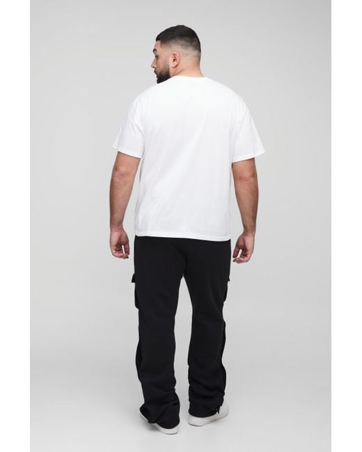 BoohooMAN Black Plus Slim Stacked Flared Popper Detail Joggers for men