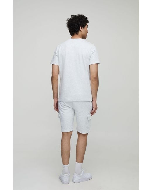 BoohooMAN White Lightweight Basic Slim Fit Cargo Short for men