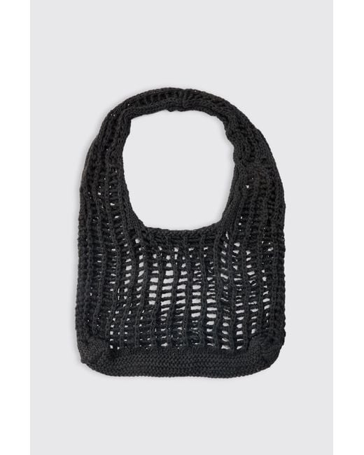 Boohoo Black Open Knit Tote Bag