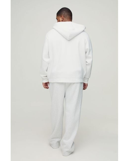 BoohooMAN White Plus Basic Zip Through Regular Fit Hoodie for men