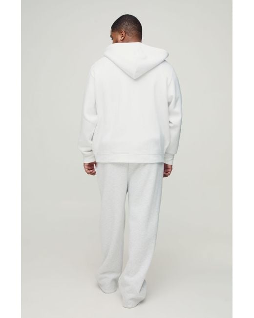 BoohooMAN White Plus Basic Zip Through Regular Fit Hoodie for men