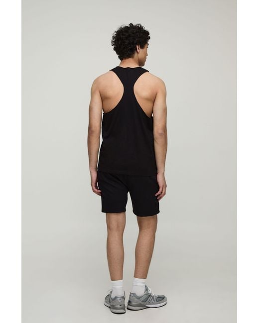 BoohooMAN Black Basic Regular Fit Racer Back Vest for men