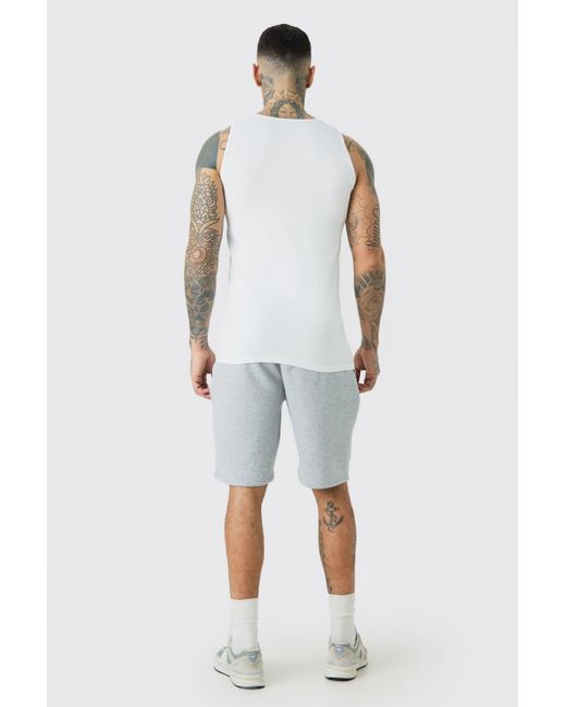 BoohooMAN White Tall Loose Fit Jersey Short for men