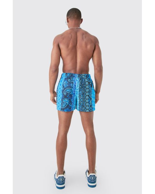 BoohooMAN Blue Short Length Bandana Swim Short for men