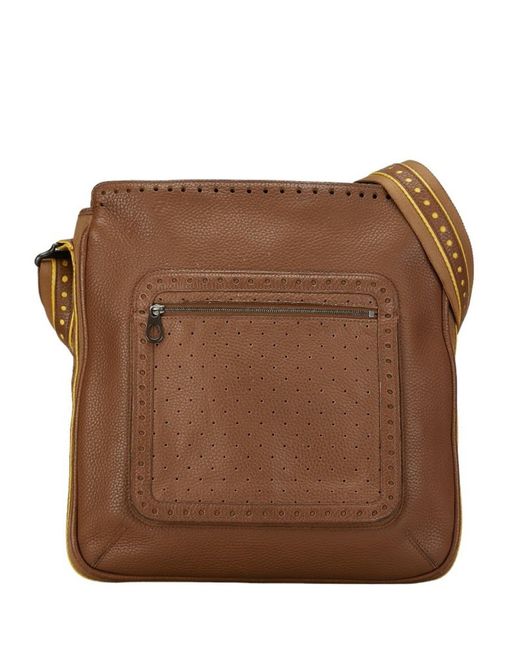 BoohooMAN Bottega Veneta Preloved Nappa Leather Crossbody Perforated Detail Bag Unisex - Brown for men