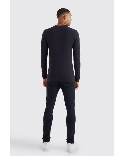 Boohoo Tall Muscle Fit Long Sleeve T-shirt in Blue