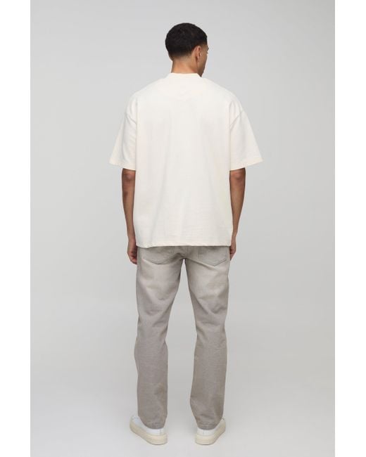 BoohooMAN White Oversized Extended Neck Bm Signature Heavyweight T-shirt for men