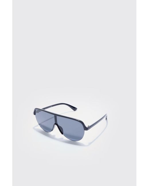 BoohooMAN Shield Racer Sunglasses in Blue für Herren
