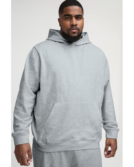 BoohooMAN White Plus Lightweight Loopback Regular Fit Basic Hoodie for men