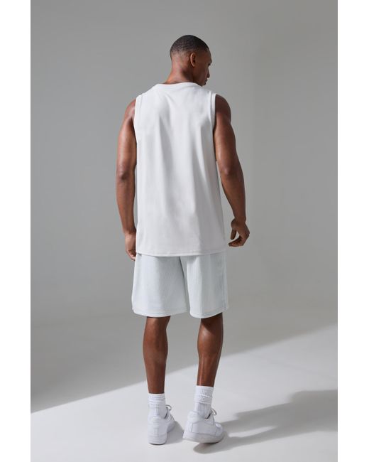 BoohooMAN Gray Active Training Dept Oversized Mesh 9inch Basketball Short for men
