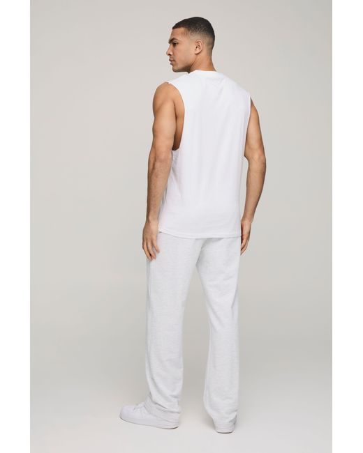 BoohooMAN White Basic Regular Fit Drop Armhole Tank for men