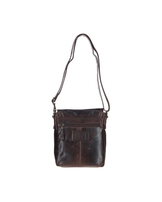 BoohooMAN Black Ashwood Leather Sleek Real Leather Messenger Bag With Multiple Pockets for men