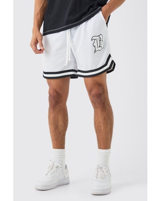 BoohooMAN White Loose Fit Mesh Short Length Basketball Short for men