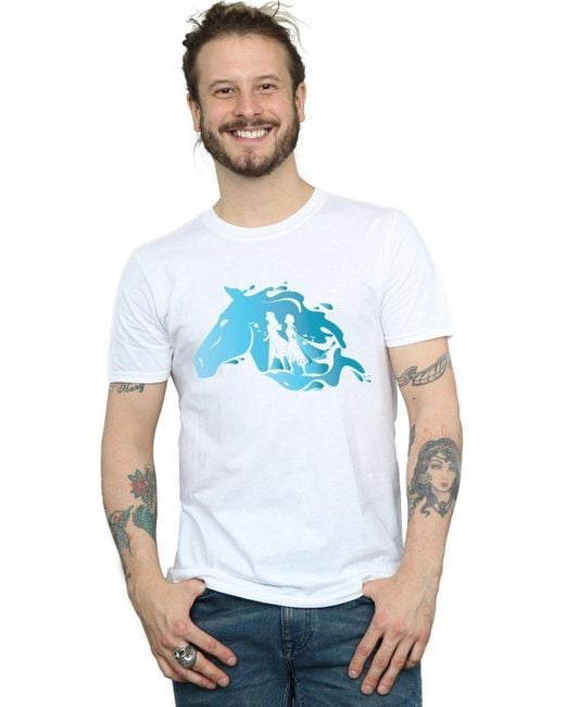 BoohooMAN Blue Disney Frozen 2 Nokk Silhouette T-shirt for men