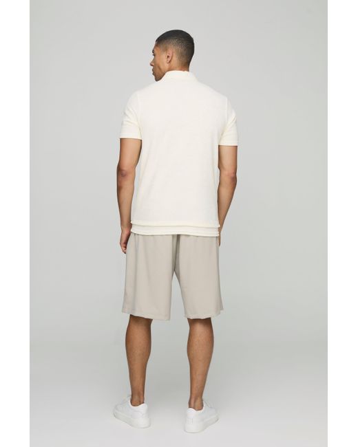 Polo Ajustado De Felpa Con Capa Falsa Boohoo de color White