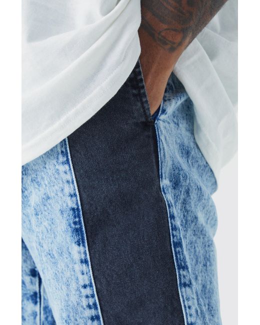 BoohooMAN Blue Tall Relaxed Fit Acid Wash Denim Jogger for men