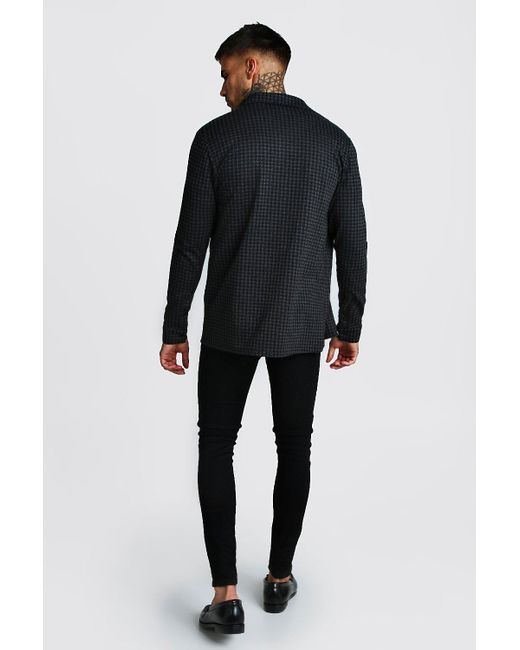 dogtooth jacquard zip through overshirt