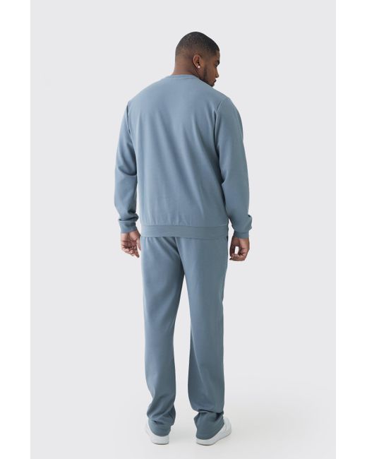 BoohooMAN Blue Tall Interlock Smart Tapered Sweatpants for men