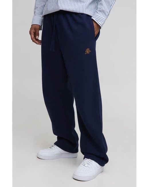 Baggy Bm Scroll Barrel Fit Joggers Boohoo de color Blue