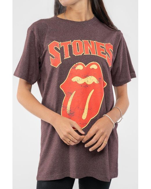 BoohooMAN Red The Rolling Stones Gothic Text Band Logo T Shirt for men