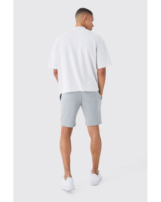 BoohooMAN Blue Oversized Boxy Homme Print Shorts for men