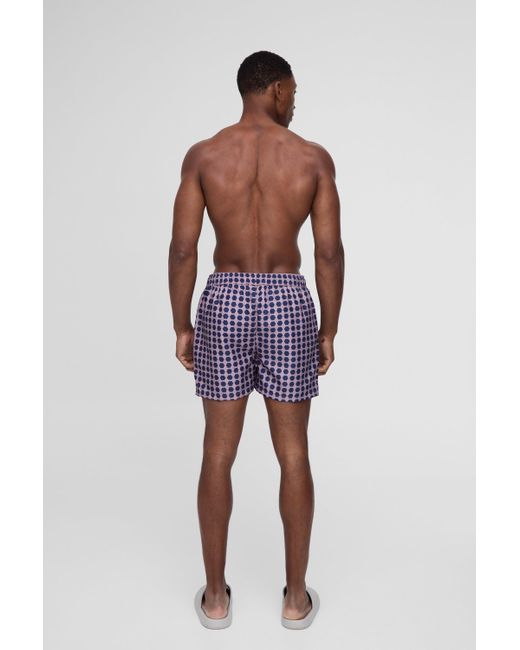 BoohooMAN Blue Short Length Geo Print Swim Short for men