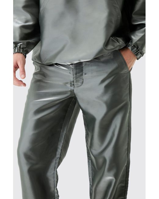 BoohooMAN Liquid Metallic Nylon Parachute Trousers for men