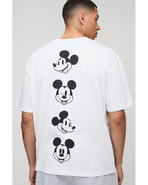 BoohooMAN White Oversized Extended Neck Disney Mickey Mouse License T-shirt for men
